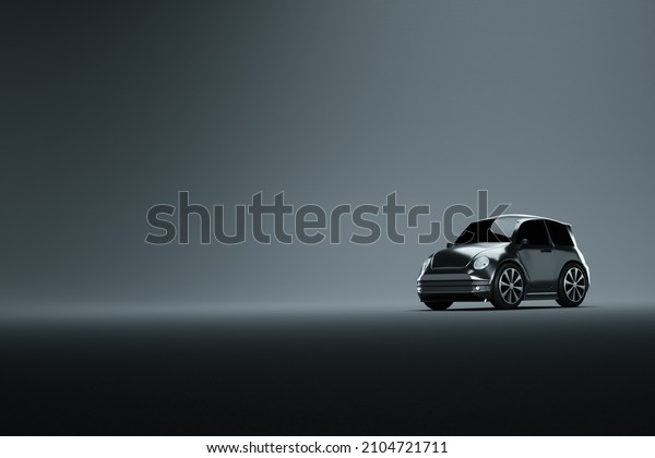 3D model of a mini car, studio shooting, gray\
background. The concept of car service, repair, purchase, car loan.\
3D illustration, 3D\
render