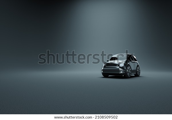3D model of a mini car, studio shooting, gray\
background. The concept of car service, repair, purchase, car loan.\
3D illustration, 3D\
render