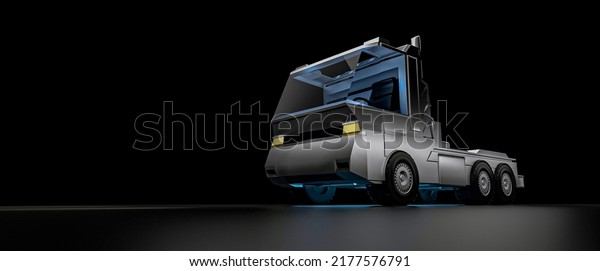3d model modern electric truck of the future\
in dark environment