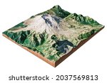 3d model of Mount St. Helens. volcano in Washington state. For the mountain in California, see Mount Saint Helena.3d rendering.
