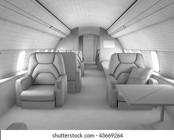3d Model Plan Of Private Plane Interior With Custom Design