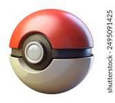 3D model of a Pokemon ball on white background with various keywords