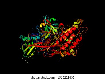 3D Model Of A Protein Molecule. Endothelial Tyrosine Kinase Receptor, A Marker Of Angiogenesis.