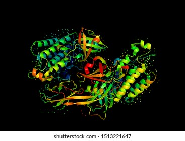 3D Model Of A Protein Molecule. Endothelial Tyrosine Kinase Receptor, A Marker Of Angiogenesis.