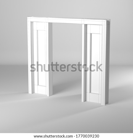 3d model rendering of a door wireframe