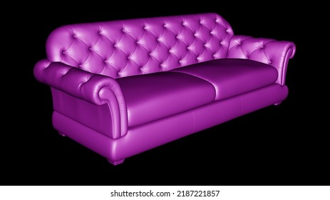 3D Model Of Sofa On Black Background. 3D Illustration.