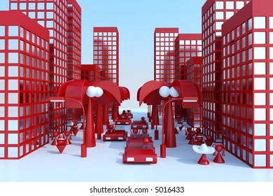 3d model street in day.