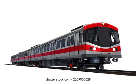 3d Model Of A Subway Train On A White Isolated Background. 3d Rendering