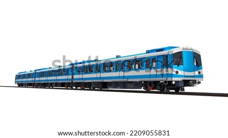 3d model of a subway train on a white isolated background. 3d rendering.