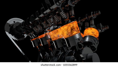 3d Model Working V8 Engine Explosions Stock Illustration 1055562899 