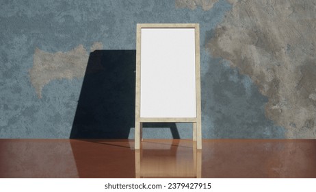 3D modeling and rendering of a wall with easel in a colorful environment