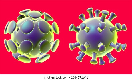 3d models of coronavirus COVID-2019 isolated 3d rendering in cartoon style. Deadly type of virus 2019-nCoV. 3D models of coronavirus bacteria. 3d render illustration. Coronavirus icon.