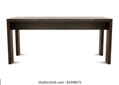 3d Modern Brown Wooden Table Isolated On White Background