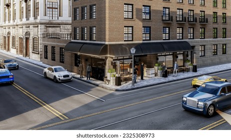3d Modern cafe Exterior visualization 