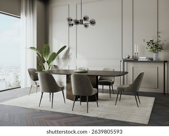 3d modern dining room with table