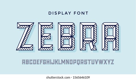 3D Modern Font . White Modern Line Alphabet And 3d Font. Bold Uppercase Retro Letters With Facet. Type, Typography Line Letters Latin Font. Hand-drawn Modern Font For Headline. Illustration