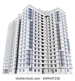 3d Modern High Rise Building On White Background 3D Illustration