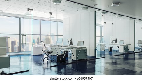 3d Modern Office Interior Render Stock Illustration 656959540 