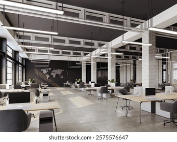 3d modern office interior.3d modern architecture interior. interior of a modern building