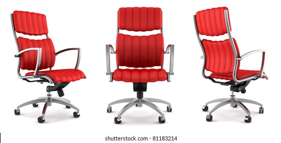 3d Modern Red Office Chair Isolated On White Background