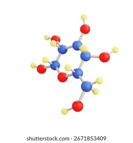 "3D molecular structure with multiple atoms connected by bonds, perfect for chemistry learning, scientific research, and biology education."