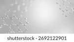 3D molecule network on soft white background. Ideal for skincare science, collagen structure, and cosmetic ingredient visuals.