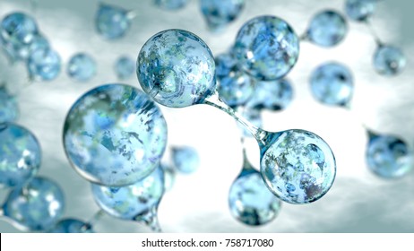 3d Molecules Of Water Concept Background