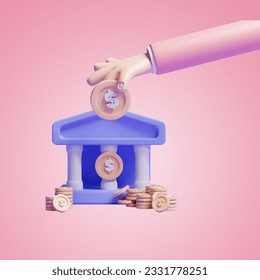 3d money saving back concept icon or 3d online money saving on back concept icon or 3d online bank
