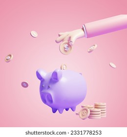 3d money saving back concept icon or 3d online money saving on back concept icon or 3d online bank
