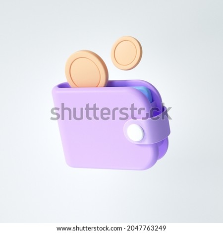 3D Money Saving icon concept. Wallet, bill, coins stack, and credit card on isolate white background, 3d rendering illustration Сток-фото © 