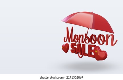 3d Monsoon Sale China Flag Rendering Right View