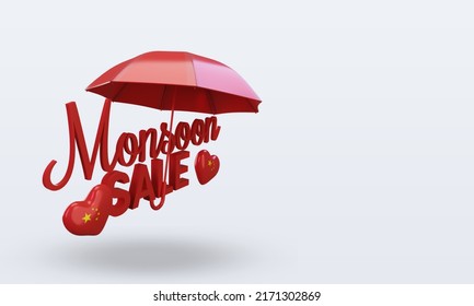 3d Monsoon Sale China Flag Rendering Left View