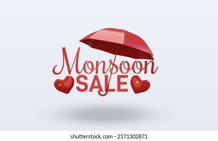 3d Monsoon Sale China Flag Rendering Front View