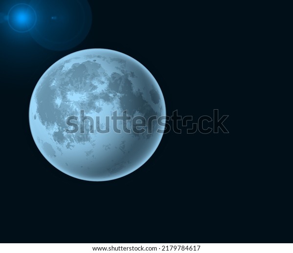 3D moon\
illustration with blue flare light in\
dark