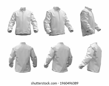 3D Motorcycle Jacket Template For Design On White Background