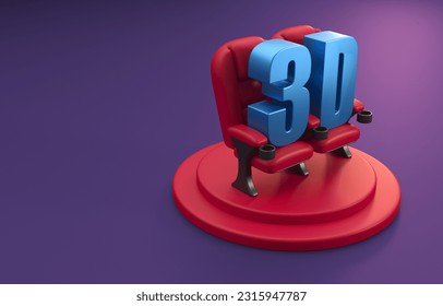 3D Movie Theater. 3D Illustration - Powered by Shutterstock