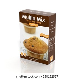 3D Muffin Mix Paper Package Isolated On White