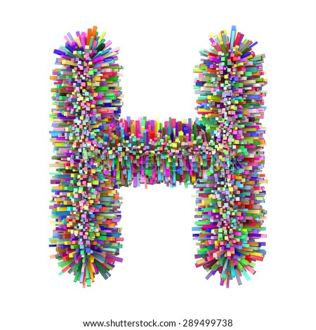 3d "Multicolor Bricks" creative decorative letter H