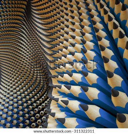 3d multiply graphite pencils background, creative artistic concept