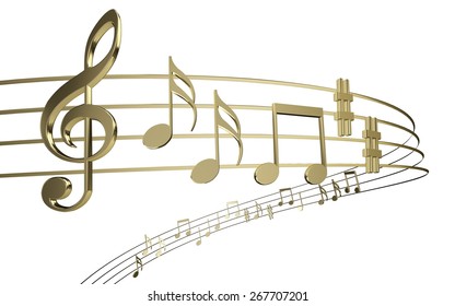 3D. Music, Musical Note, Sheet Music.