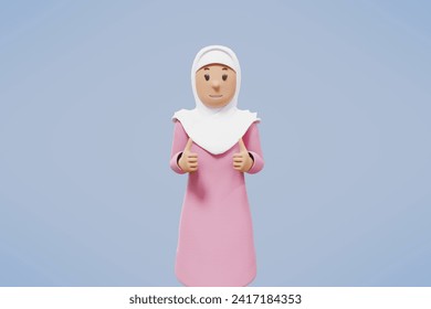 3d muslim woman give thumb up while smiling at camera - Powered by Shutterstock