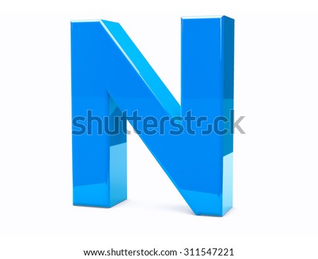3D N Isolated Letter Render. Metal Type Character.