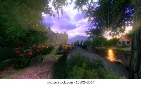 3D Natural Enviroment Render With Colourful Wildlife