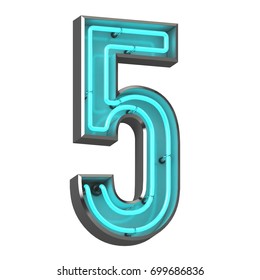 3D Neon Number Five