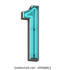 3D Neon Number One