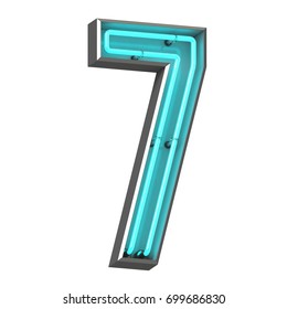 3D Neon Number Seven