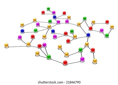 3d Network Connections Isolated White Background Stock Illustration ...