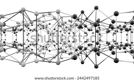 3d nodes lattice network structure representation. Can be used to represent a graphene chemical compound semiconductor, artificial intelligence deep learning database or nanotechnology cluster