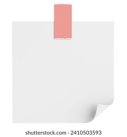 3D notepad. Sticky note. 3D illustration.
