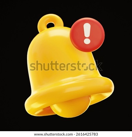 3D Notification bell icon isolated on black background. New incoming inbox message. Social media reminder. Subscribe notice. Important news. Push notification. 3D Social media icon. 3D Illustration